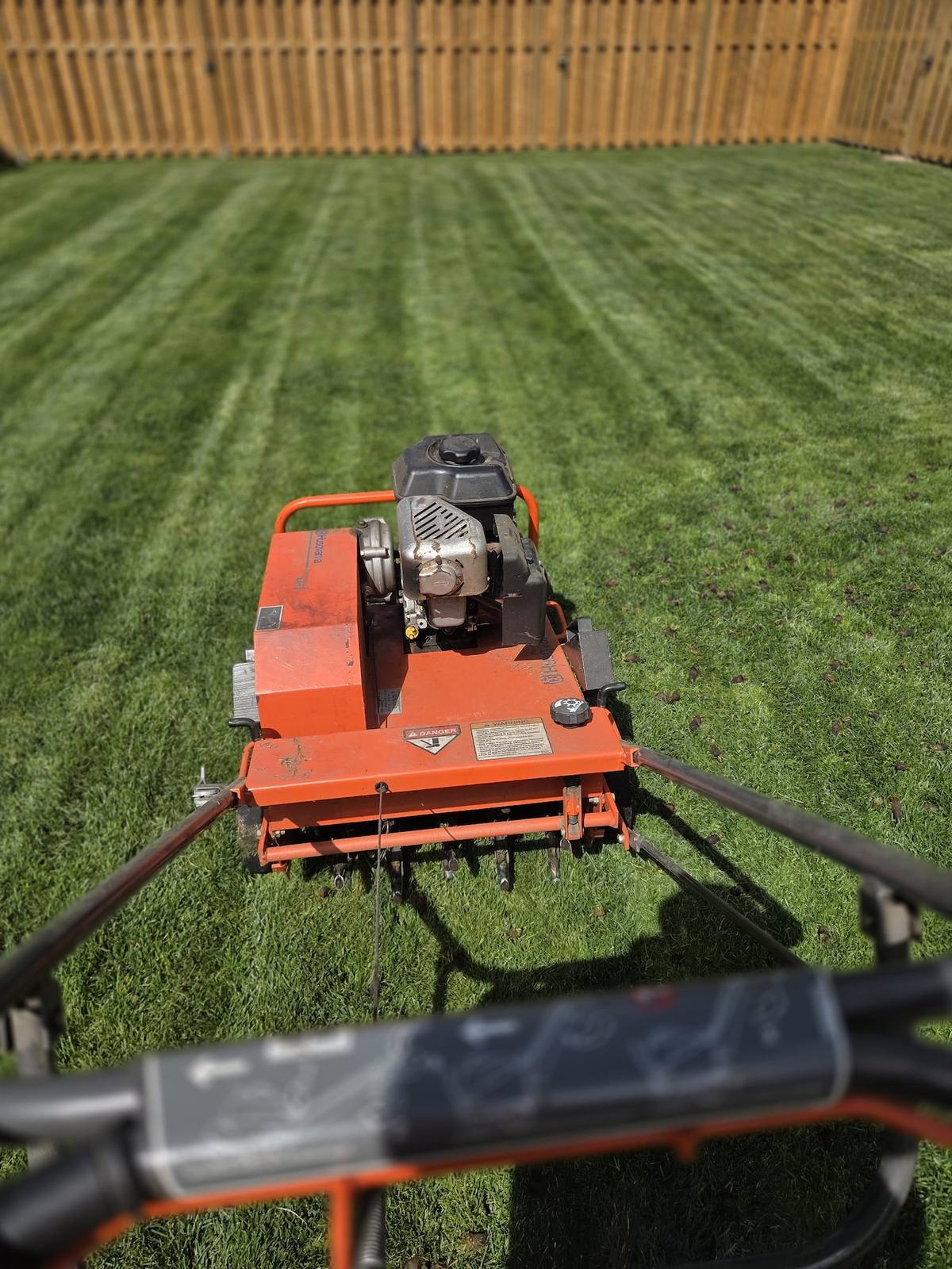 Close-up of commercial aeration machine