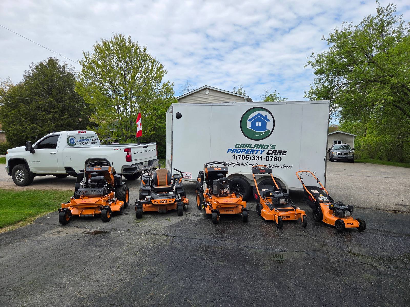 Garland's Property Care equipment and truck